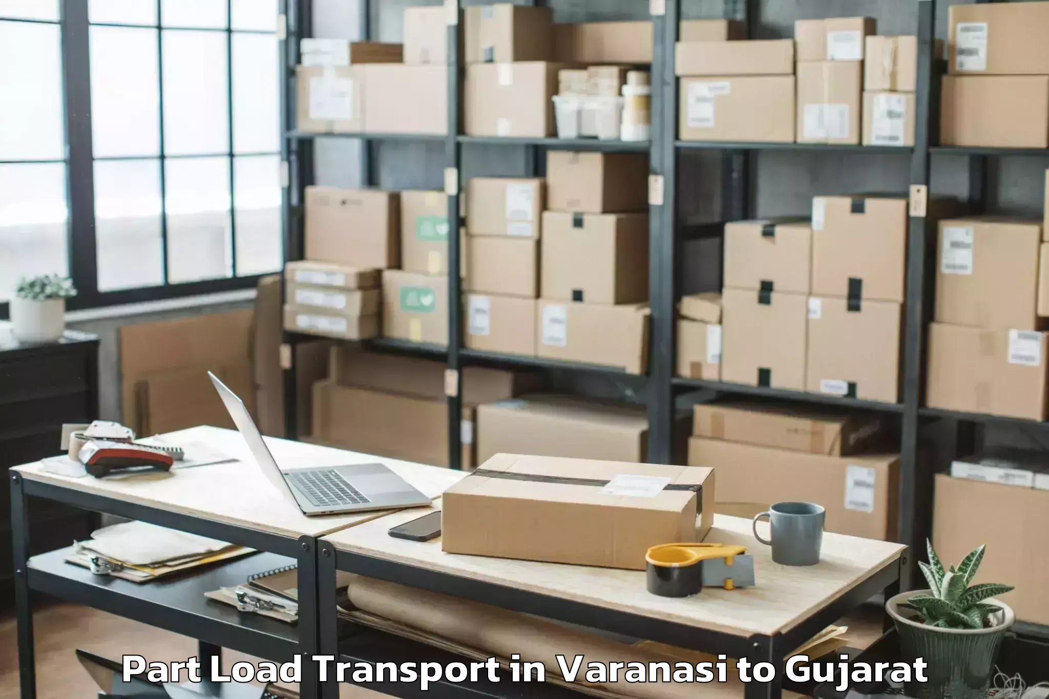 Trusted Varanasi to Sankheda Part Load Transport